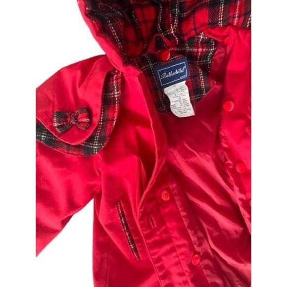 Rothschild Vintage Girls Red Cape Jacket Quilted Tartan Plaid Lining 12 months - Picture 3 of 7